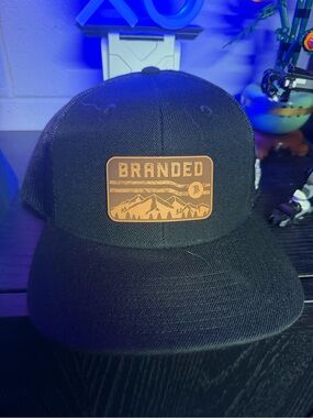 Branded Bills Leather Patch Trucker Hat